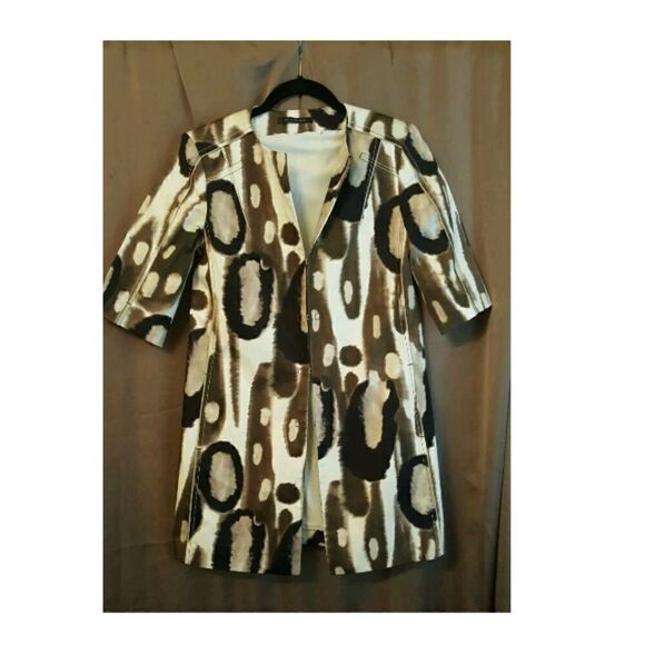 ELIE TAHARI Printed Mid-Length Jacket $698 - Size XS - Picture 1 of 5